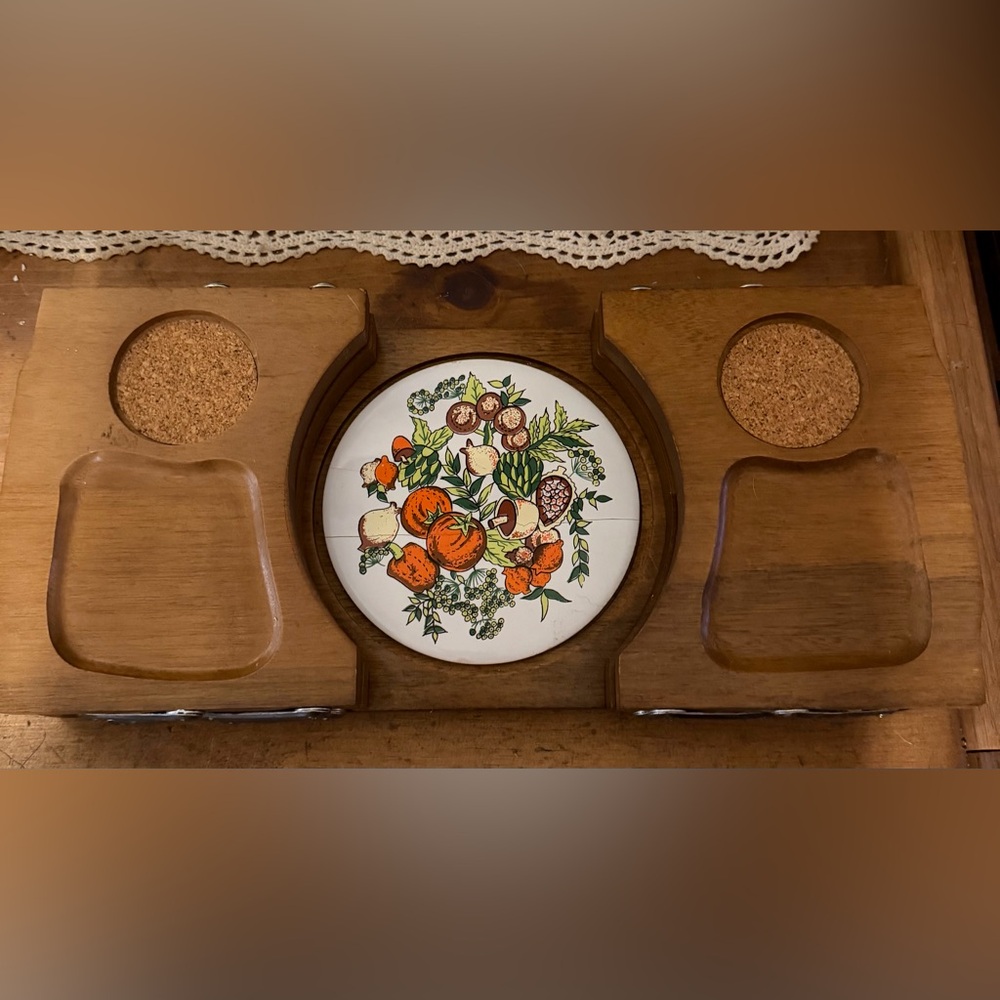 Vintage MCM 1970s Goodwood expandable cheese serving tray